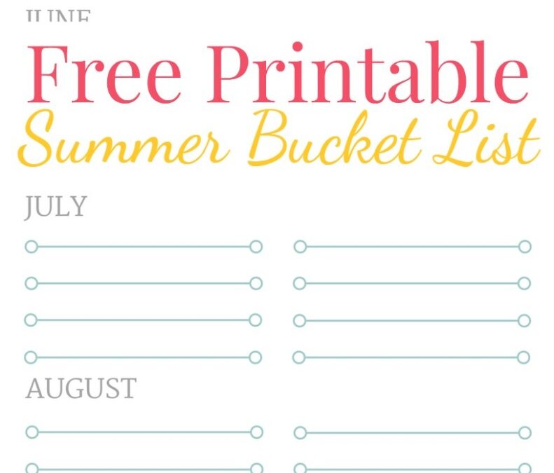 Free Printable Summer Bucket List