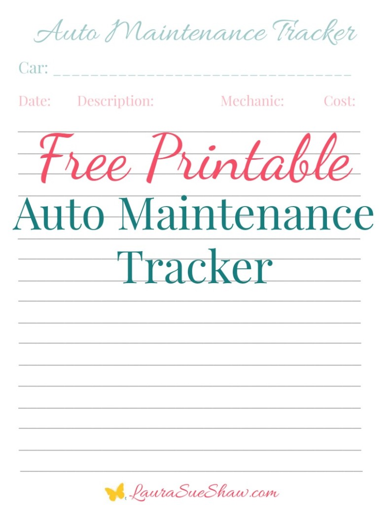 Free Printable Auto Maintenance Tracker