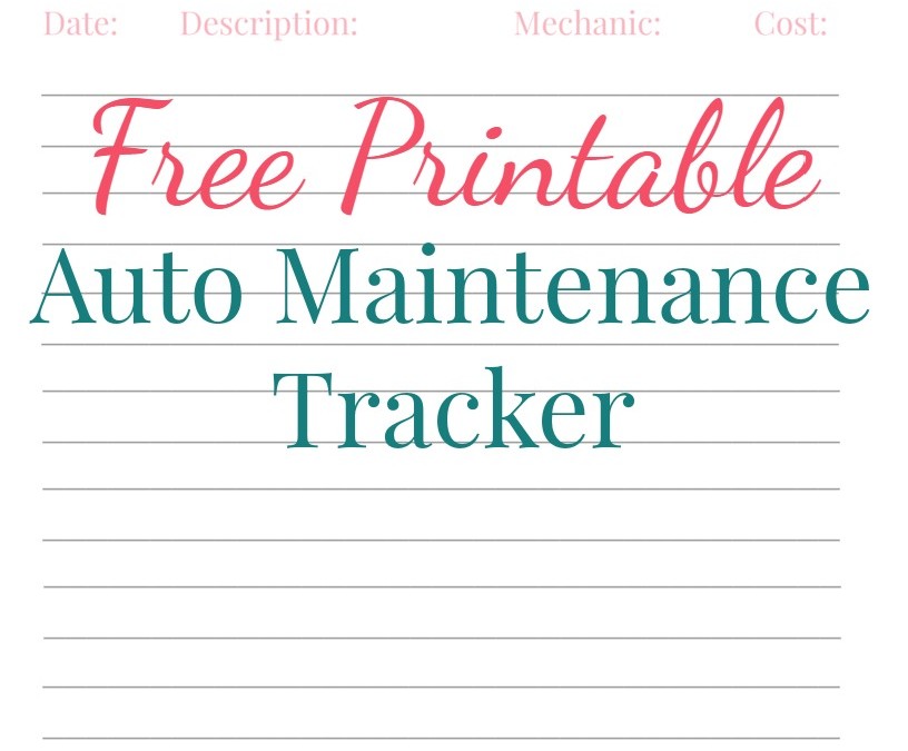 Free Printable Car Maintenance Tracker